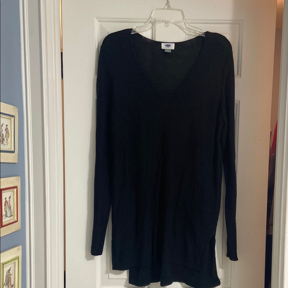Old Navy Black Long Sleeve Knit Tunic Top